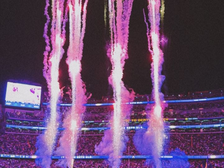 Pyrotechnics during a stadium entrance