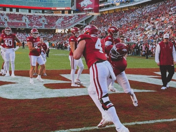 Players warming up in crimson