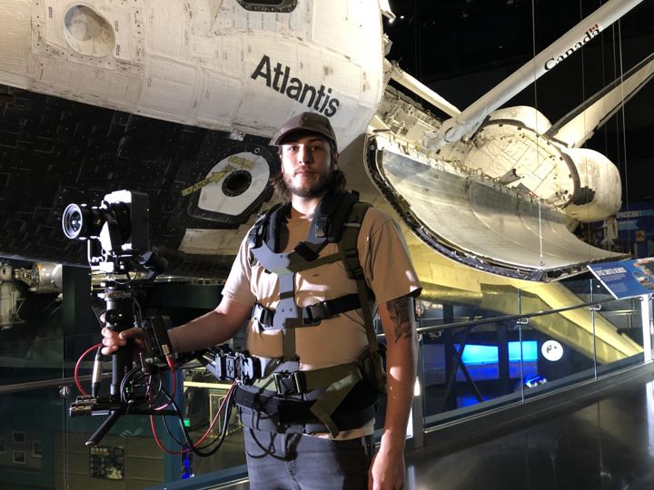 Camera rig in front of Space Shuttle Atlantis