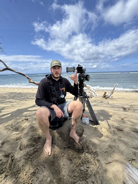 Beach setup with the camera on sticks