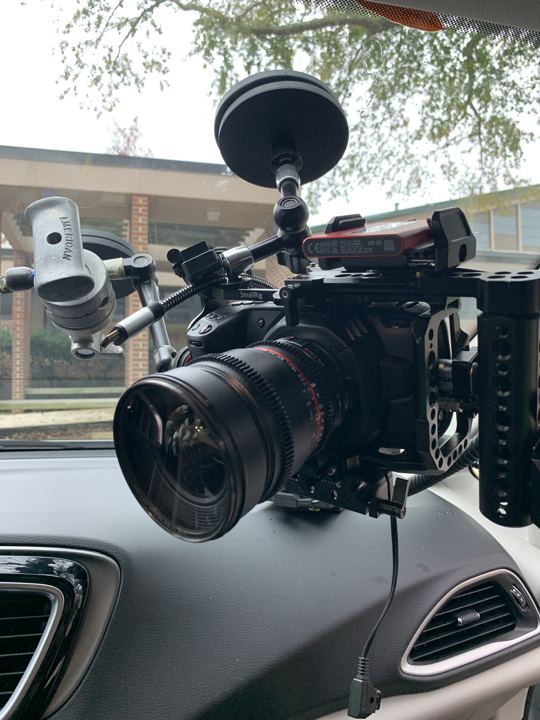 Camera rigged inside a car