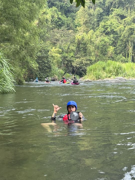 Swimming a river shoot in the jungle