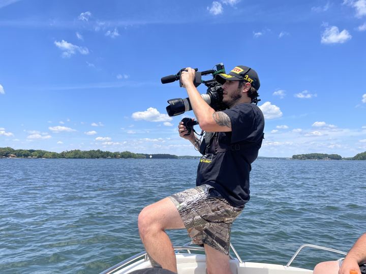 Operating handheld from the bow of a boat